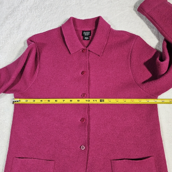 Eileen Fisher Magenta Wool Cardigan - Picture 10 of 11